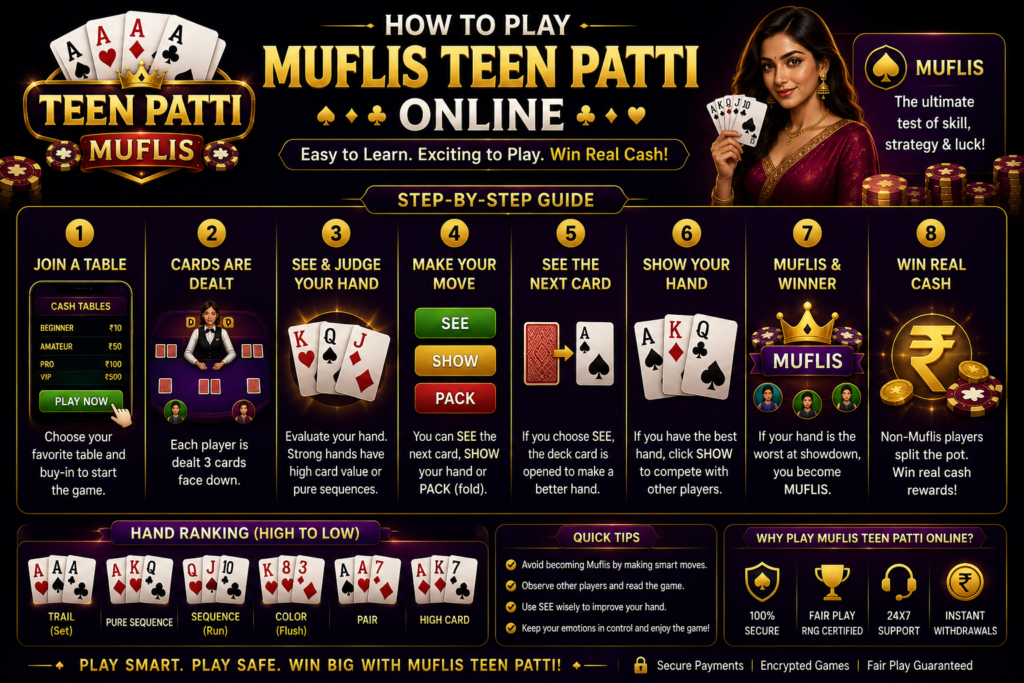How to Play Muflis Teen Patti Online