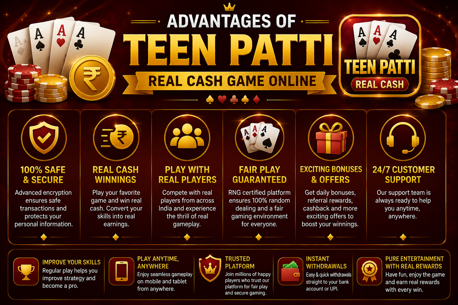 Advantages of teen patti real cash game