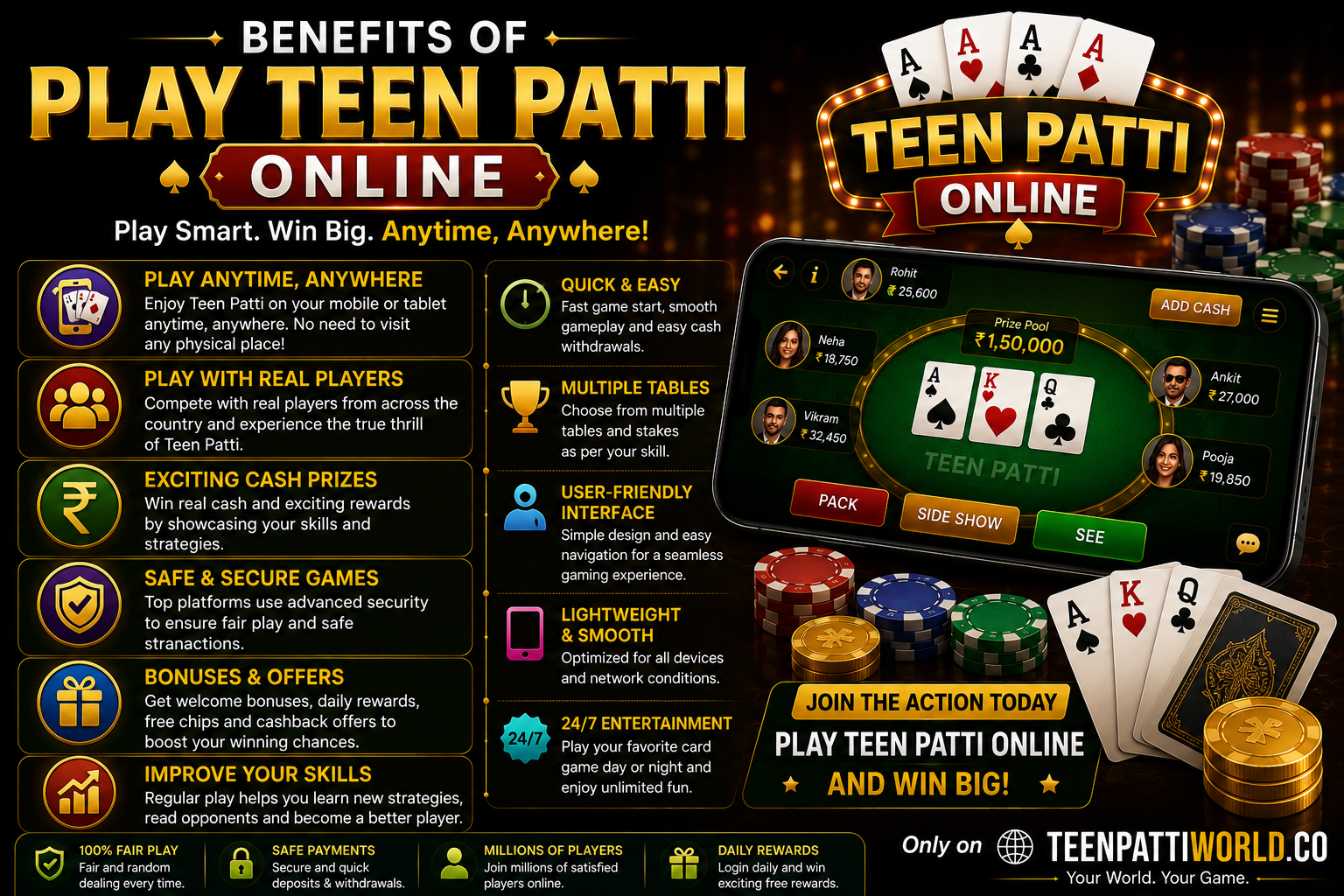 Benefits of Play Teen Patti Online