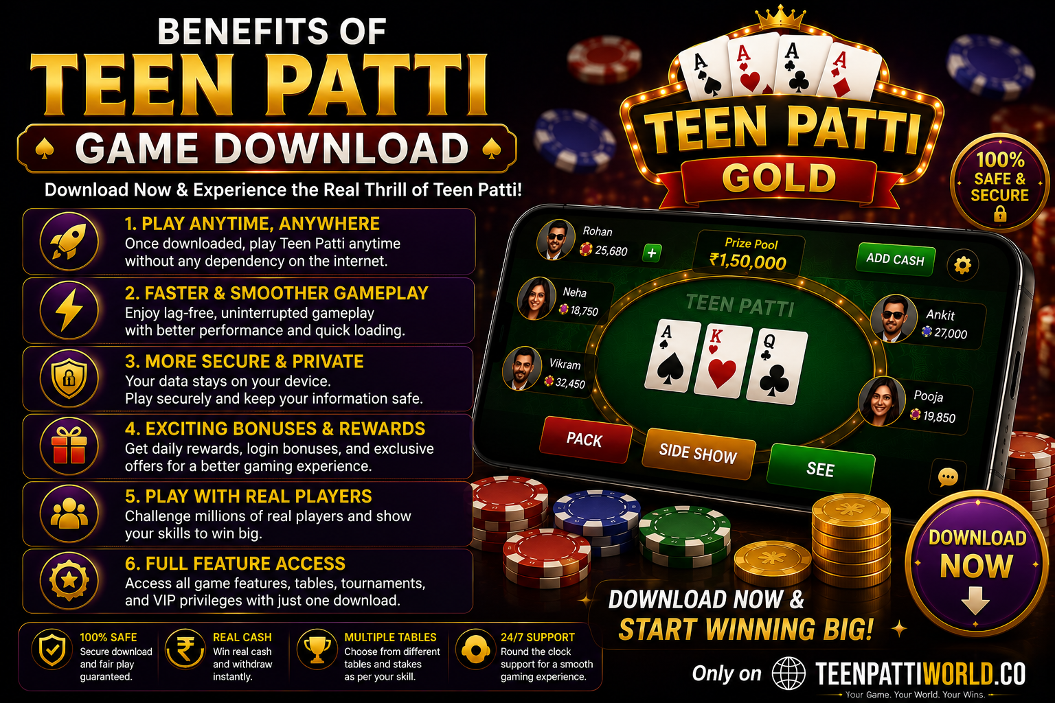 Benefits of Teen Patti Game Download