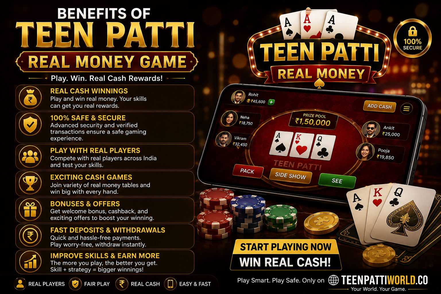 Benefits of Teen Patti Real Money Game