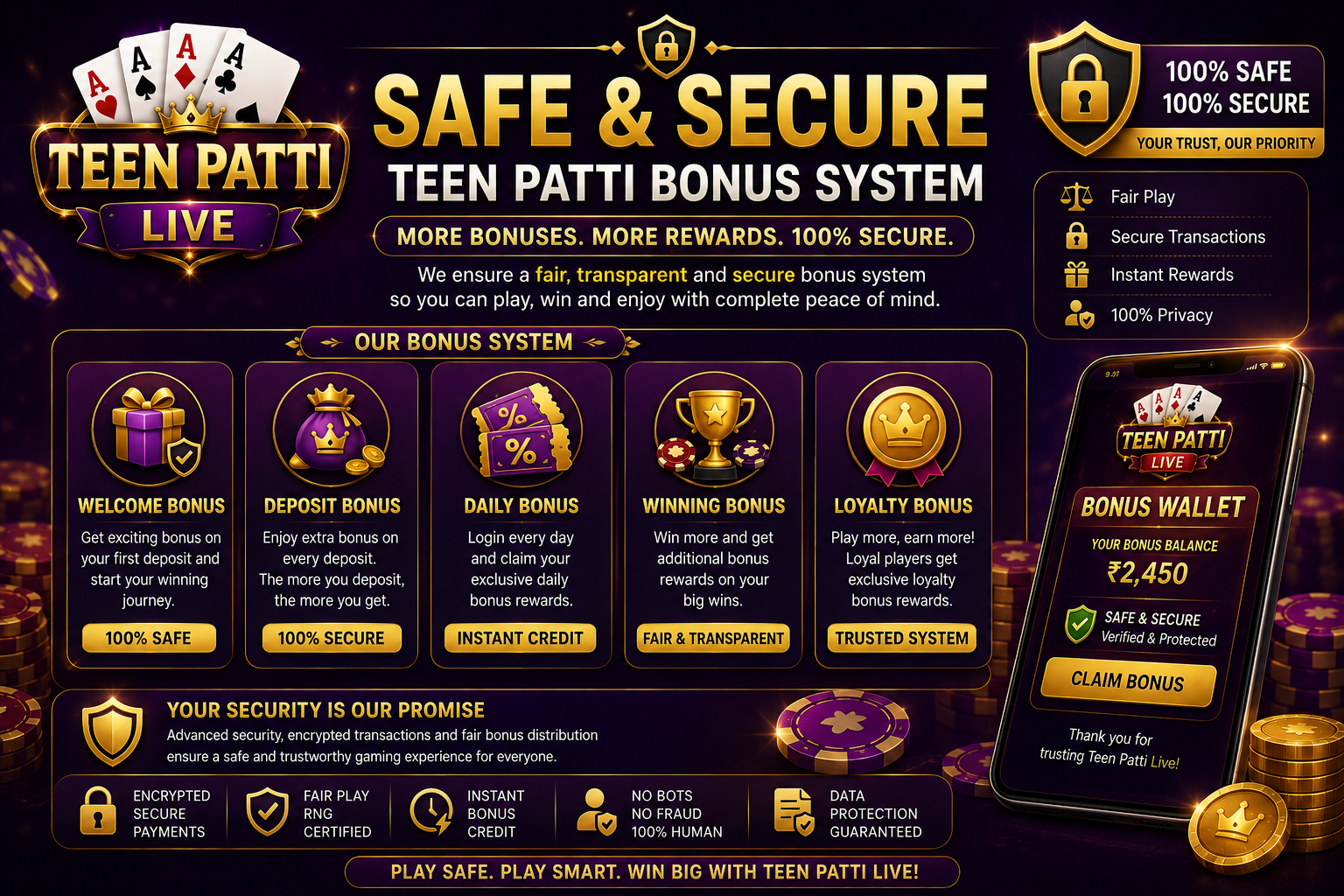 Safe and Secure Teen Patti Bonus System