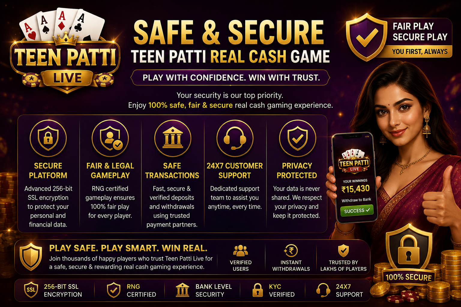 Safe and Secure Teen Patti Real Cash Game